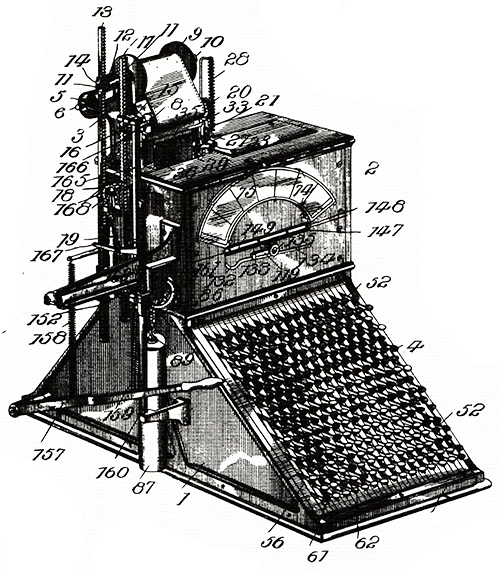 Illustration the keyboard in 1900.